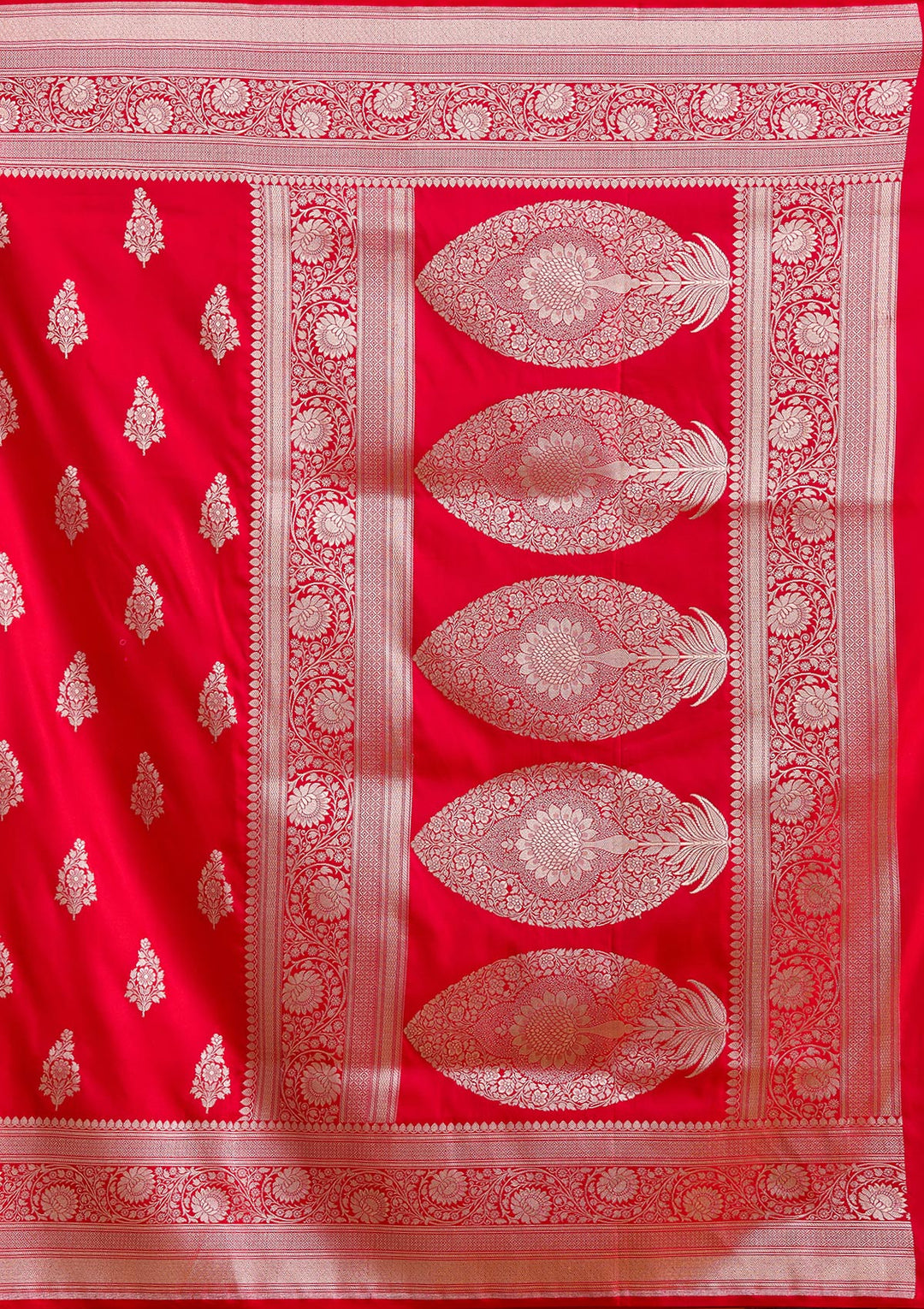 Red Zariwork (Silver) Satin Silk Saree