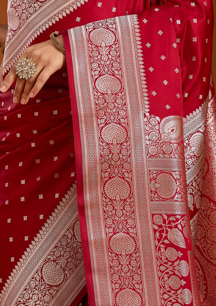 Maroon Zariwork (Gold) Satin Silk Saree