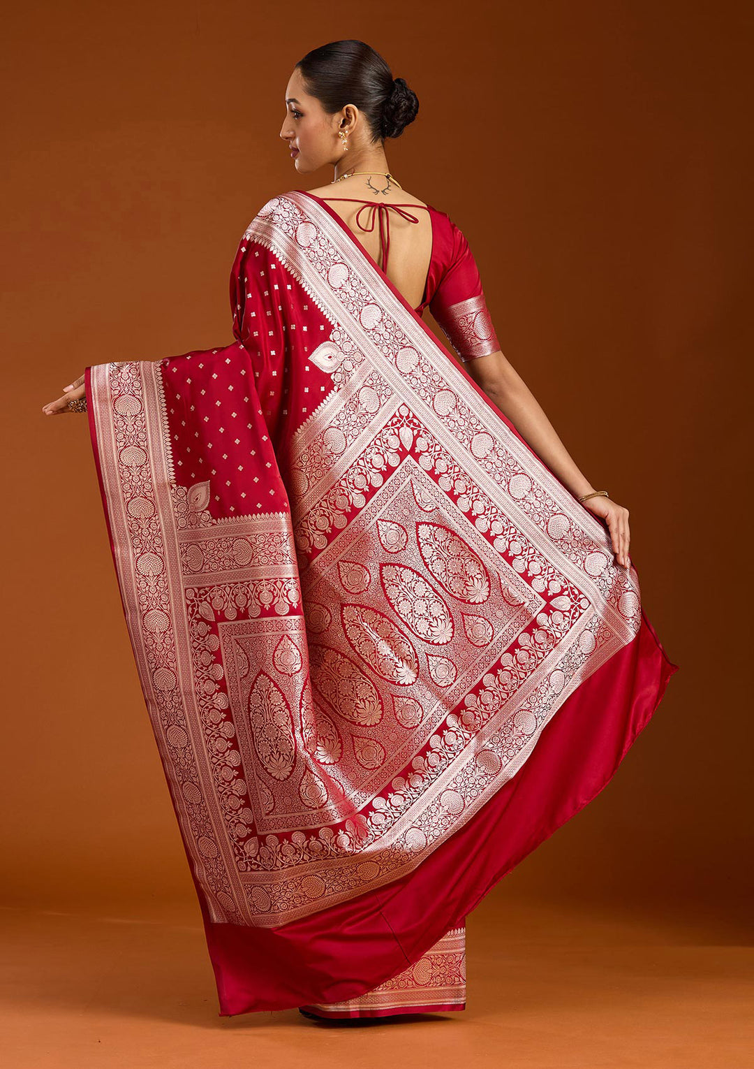 Maroon Zariwork (Gold) Satin Silk Saree