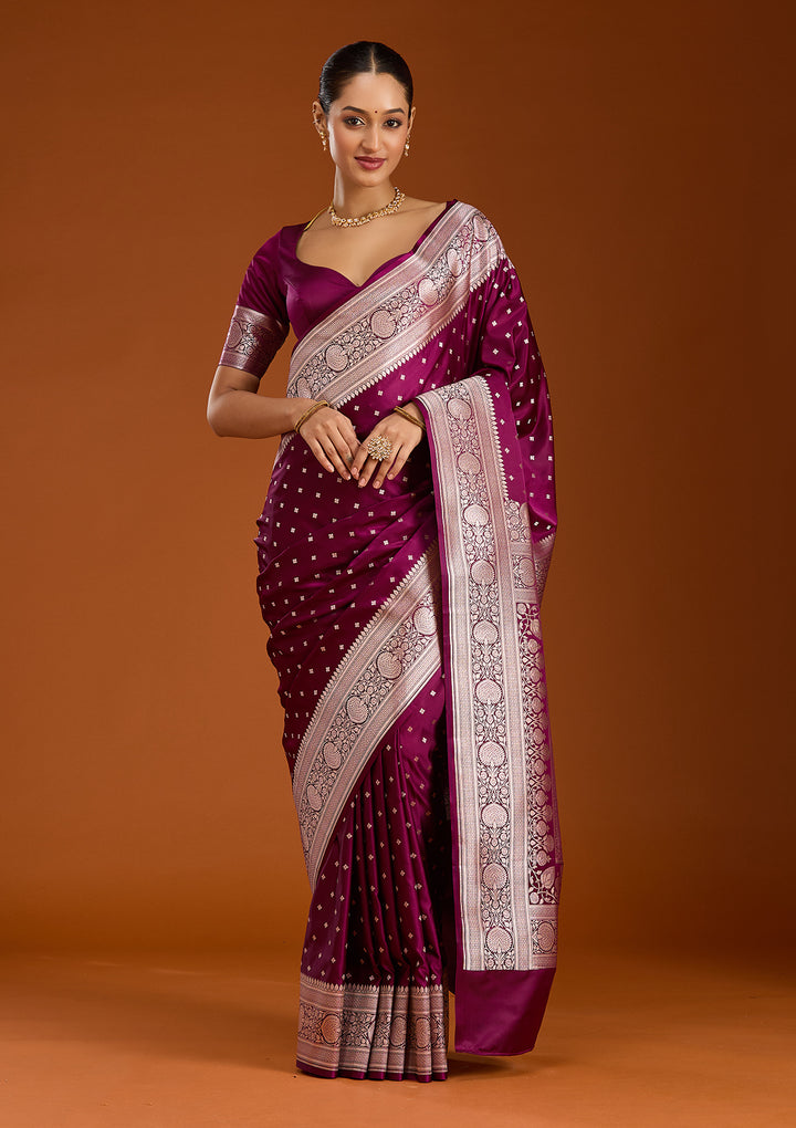 Purple Zariwork (Gold) Satin Silk Saree