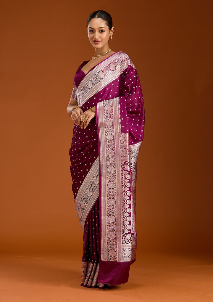 Purple Zariwork (Gold) Satin Silk Saree