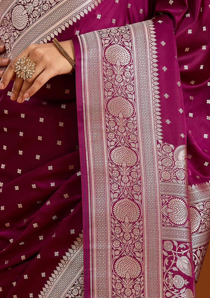 Purple Zariwork (Gold) Satin Silk Saree