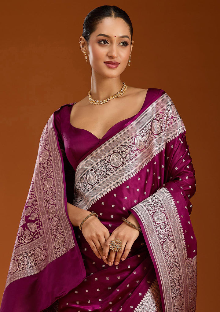 Purple Zariwork (Gold) Satin Silk Saree