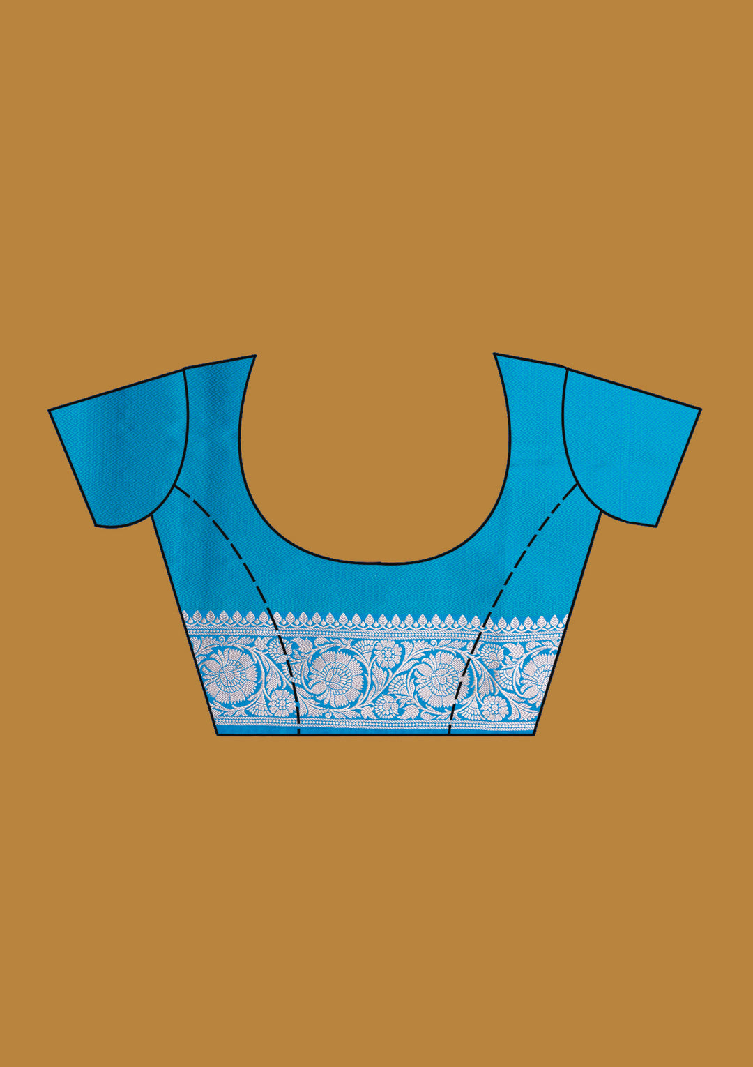 Sky Blue Zariwork (Gold) Satin Silk Saree