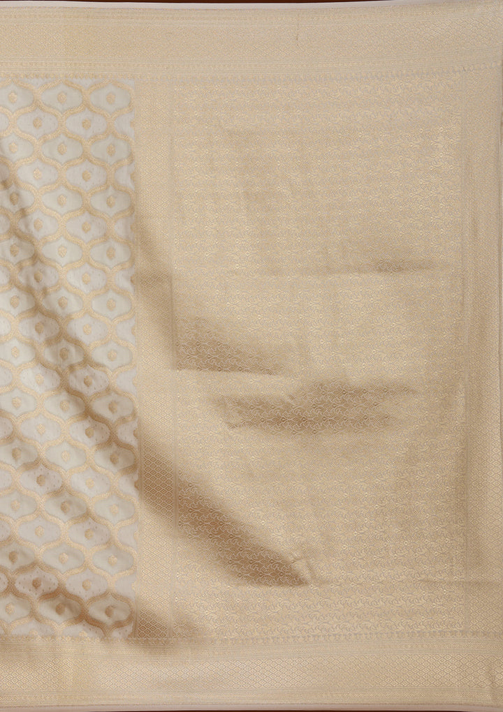 Beige Zariwork (Gold) Silk Saree