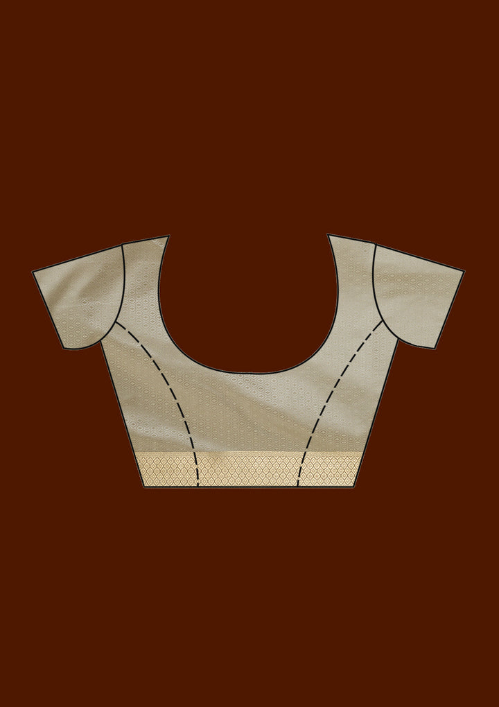 Beige Zariwork (Gold) Silk Saree