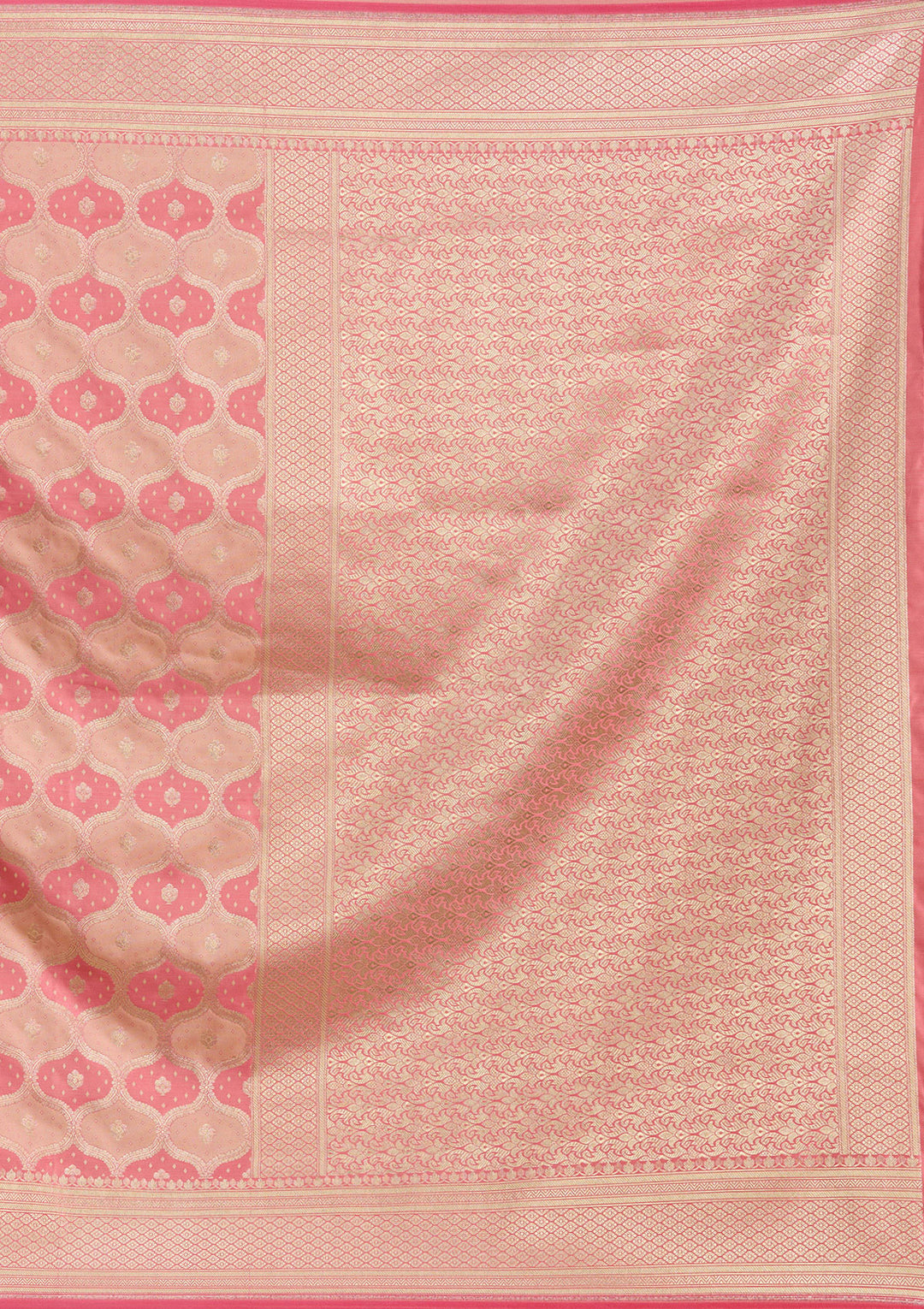 Peach Zariwork (Gold) Silk Saree