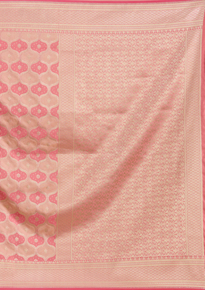 Peach Zariwork (Gold) Silk Saree