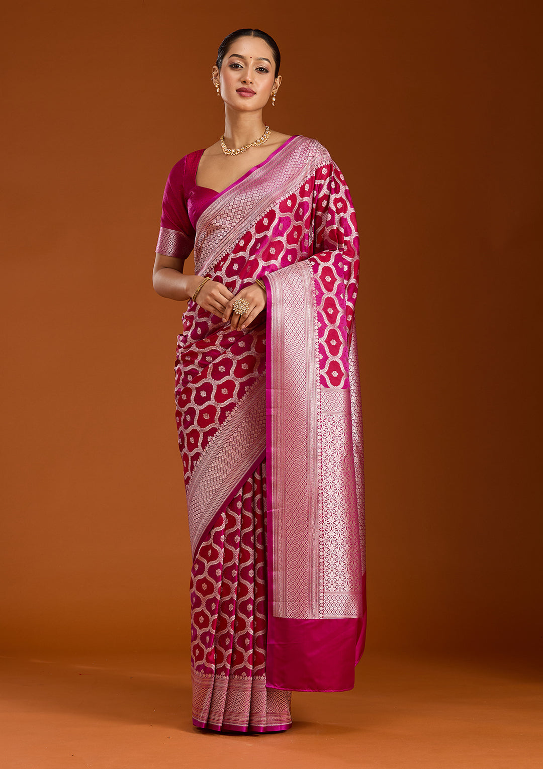 Wine Zariwork (Gold) Silk Saree