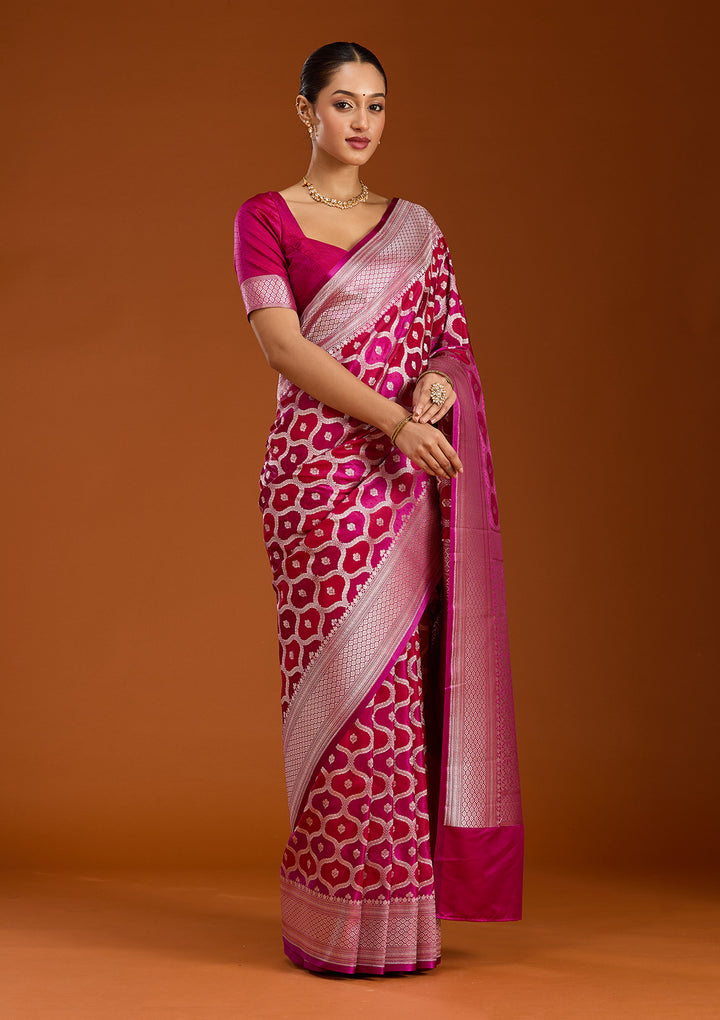 Wine Zariwork (Gold) Silk Saree