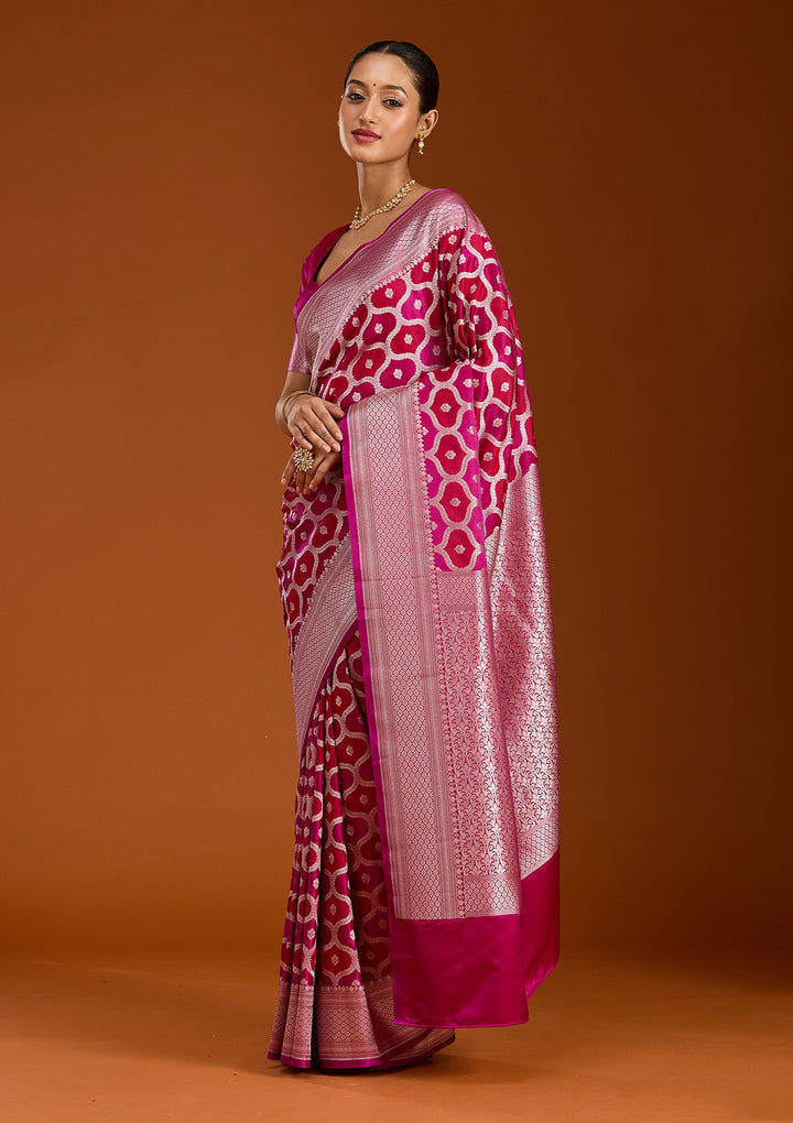 Wine Zariwork (Gold) Silk Saree