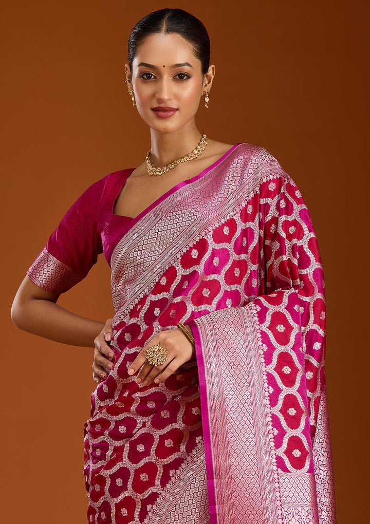 Wine Zariwork (Gold) Silk Saree