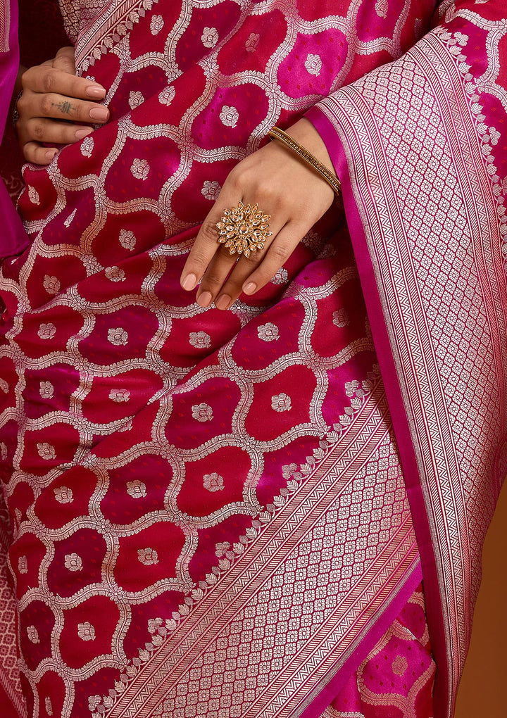 Wine Zariwork (Gold) Silk Saree