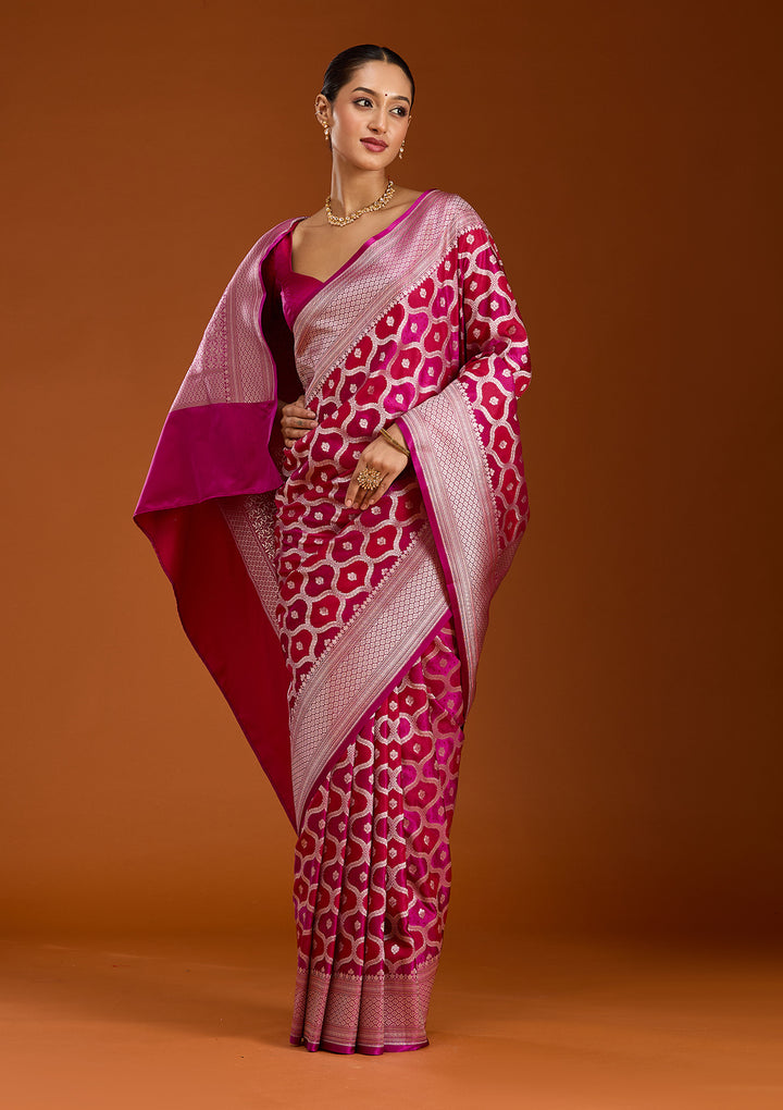 Wine Zariwork (Gold) Silk Saree