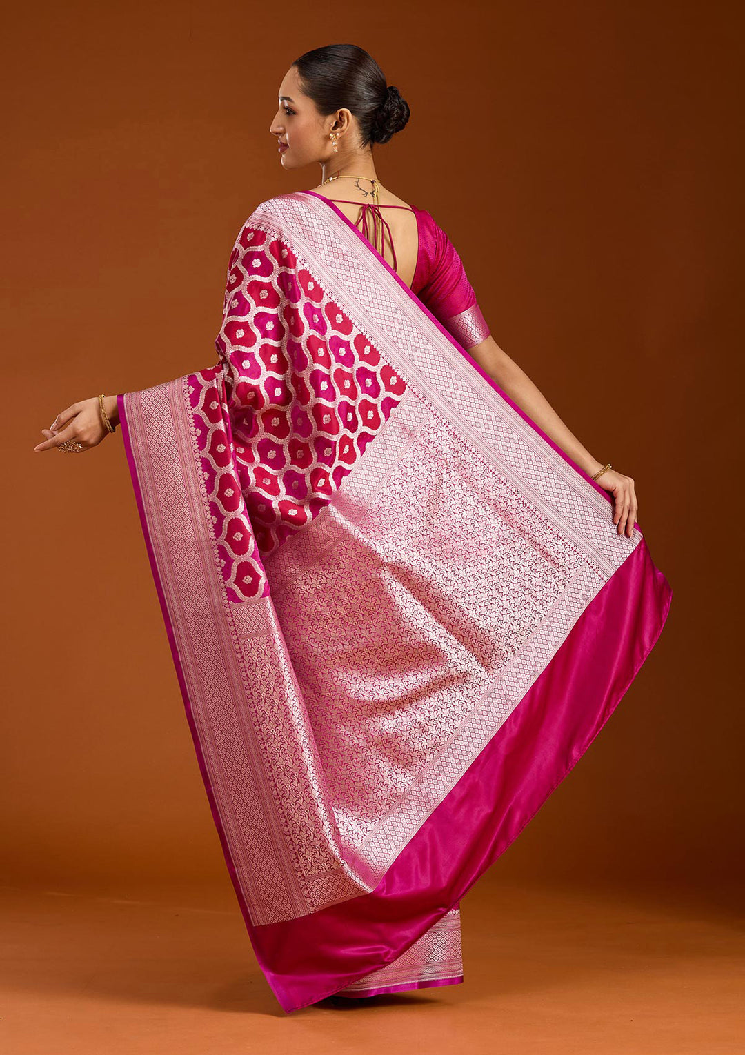 Wine Zariwork (Gold) Silk Saree