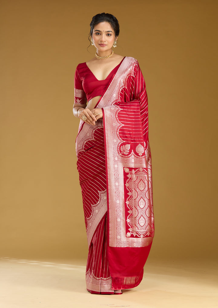 Maroon Zariwork (Gold) Silk Saree