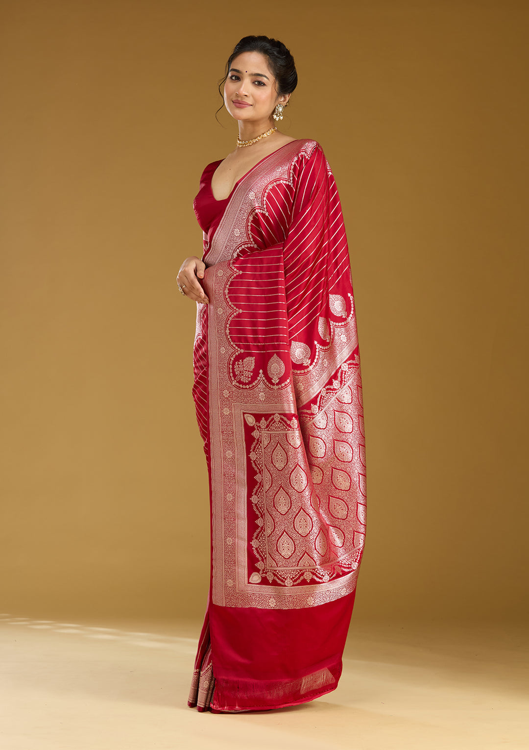 Maroon Zariwork (Gold) Silk Saree