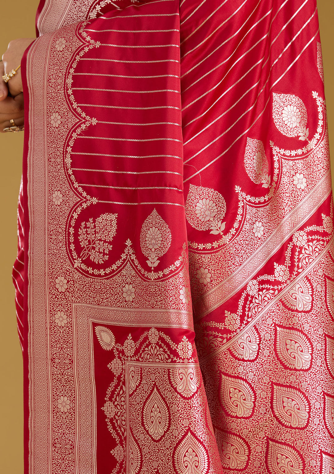 Maroon Zariwork (Gold) Silk Saree