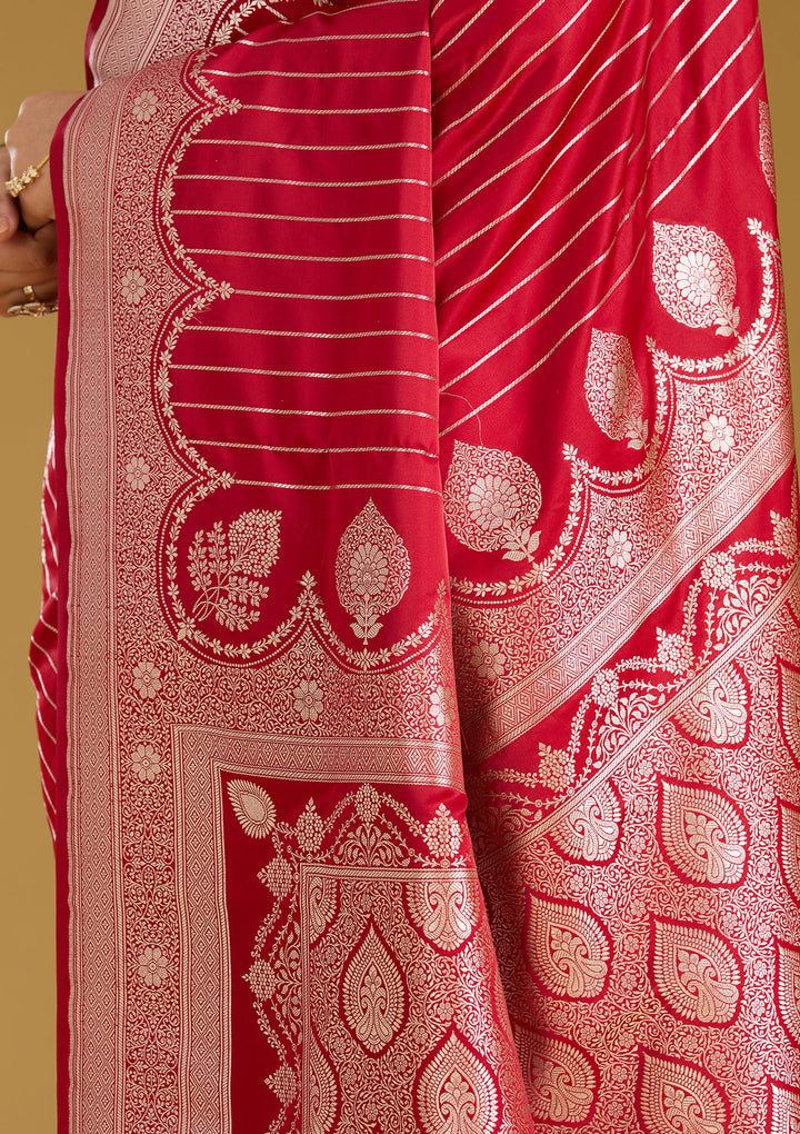 Maroon Zariwork (Gold) Silk Saree
