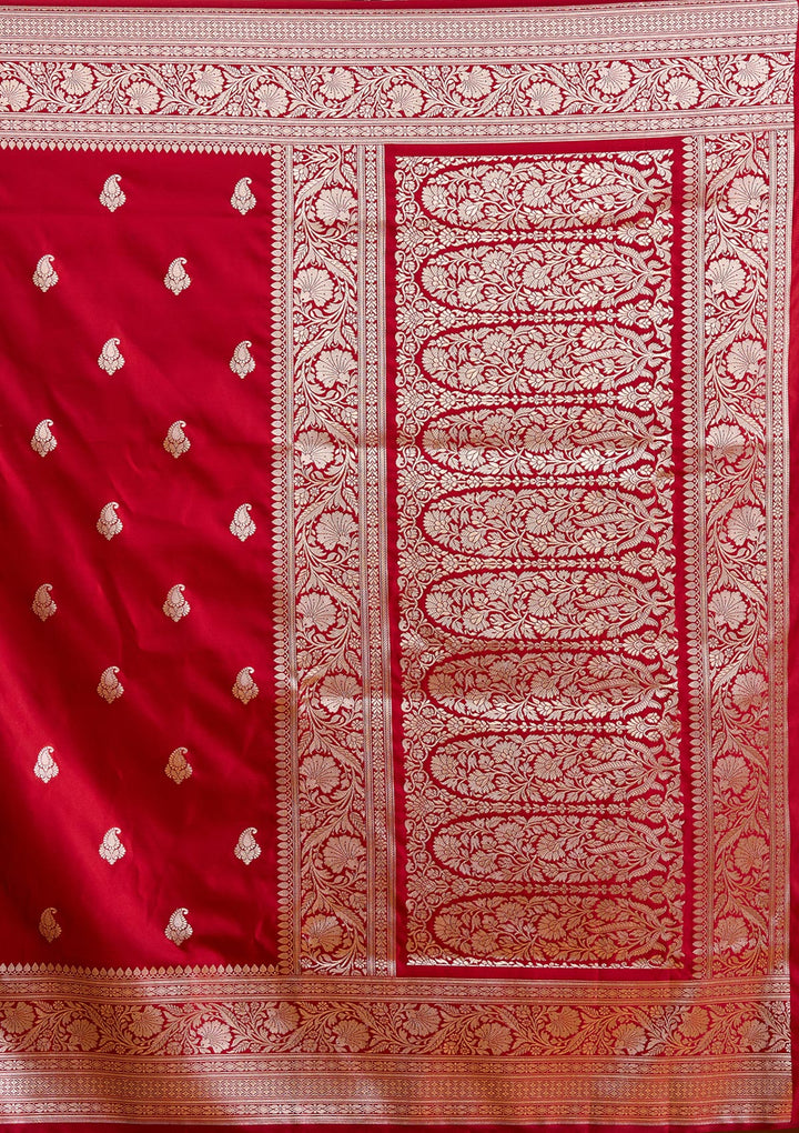 Maroon Zariwork (Gold) Satin Silk Saree