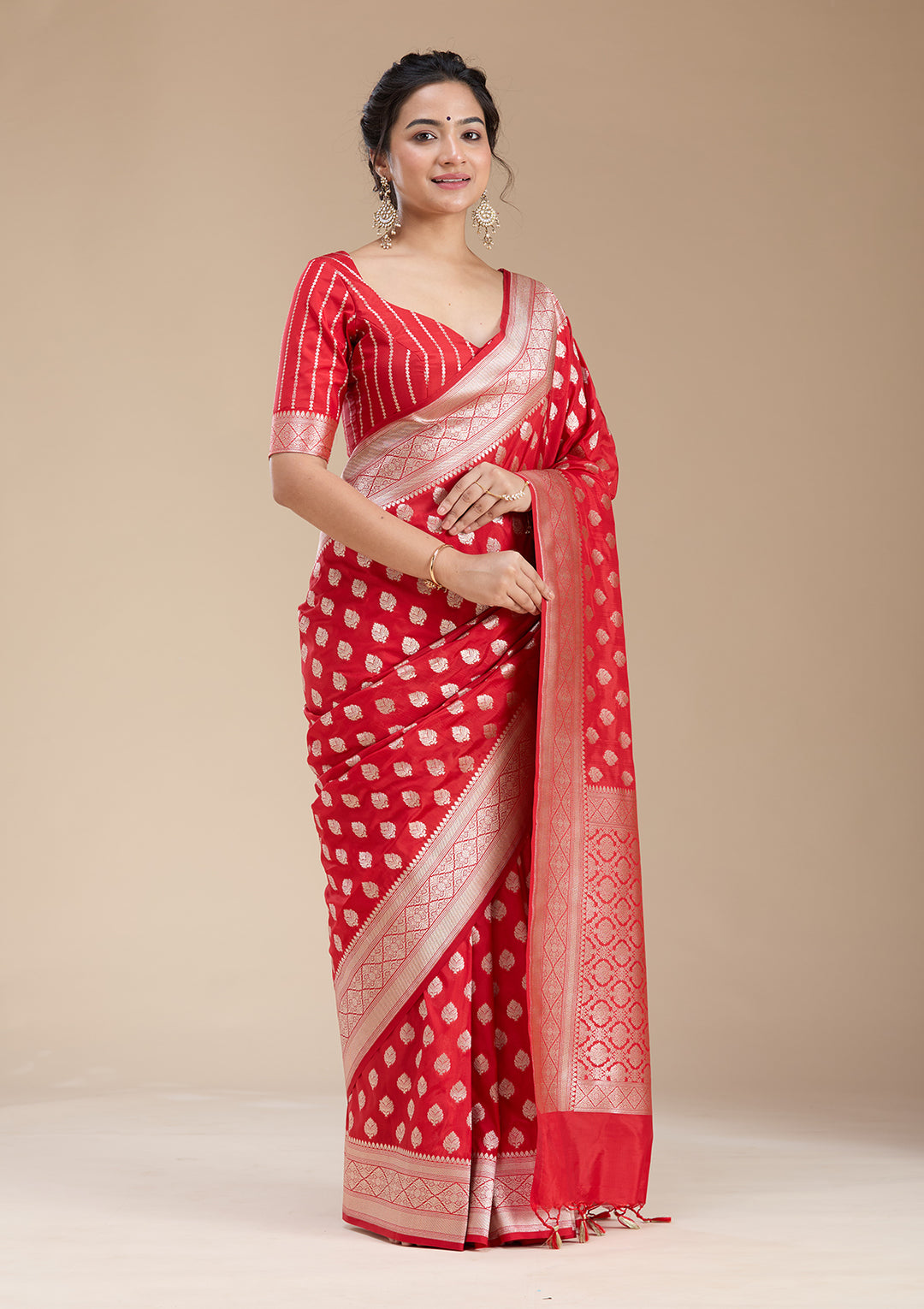 Red Zariwork (Gold) Silk Saree