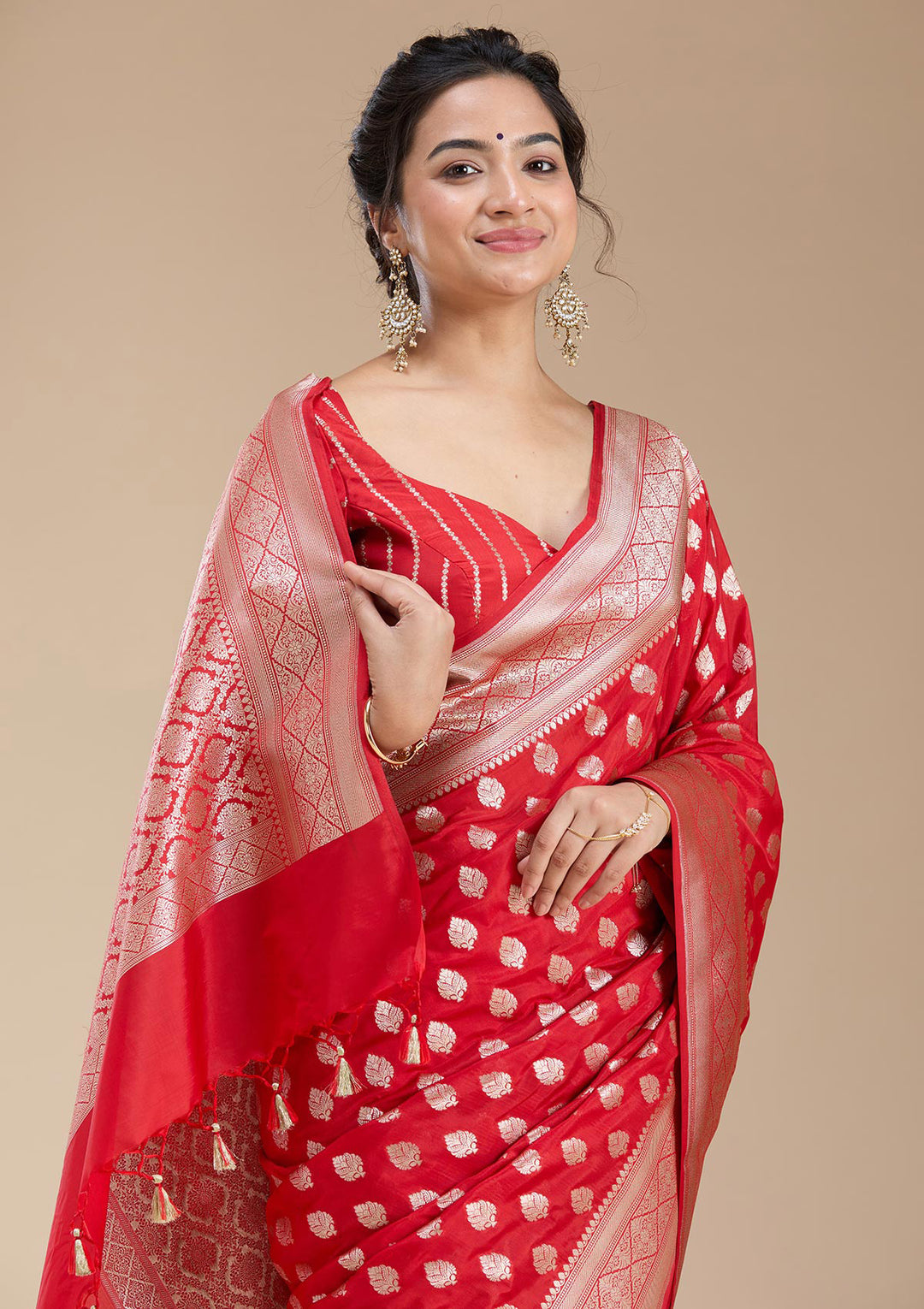 Red Zariwork (Gold) Silk Saree