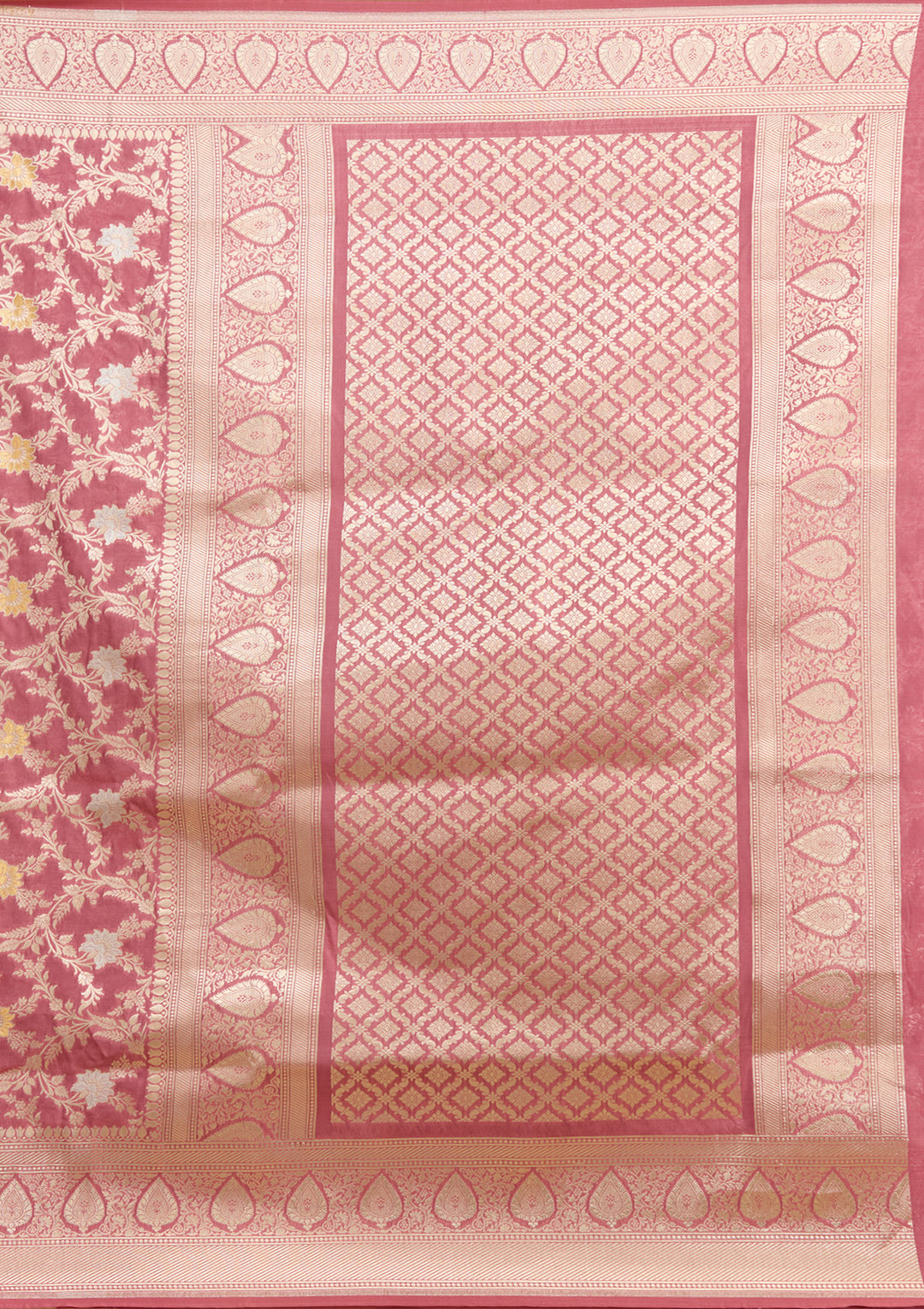 Mauve Zariwork (Gold) Satin Silk Saree