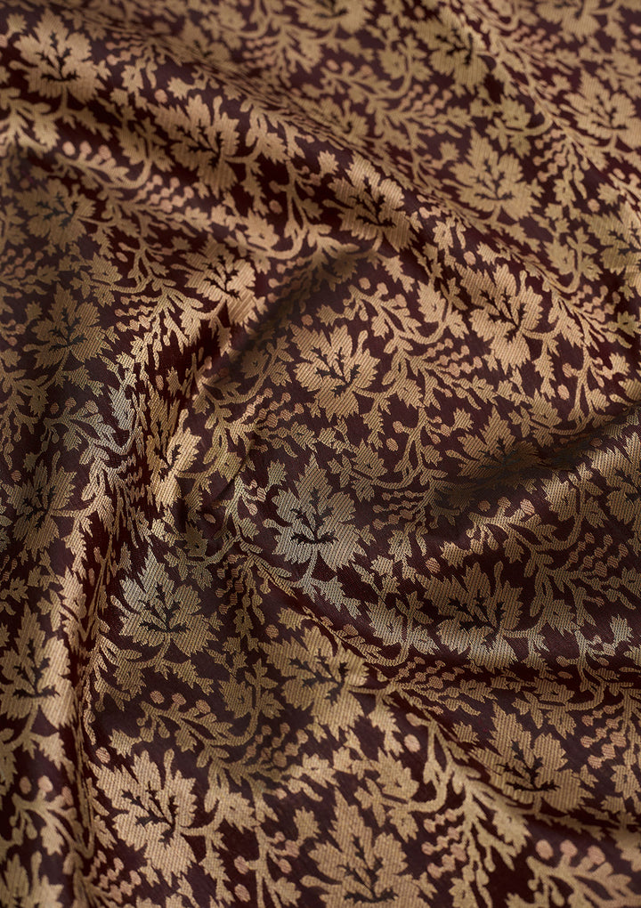 Brown Zariwork Pure Silk Saree