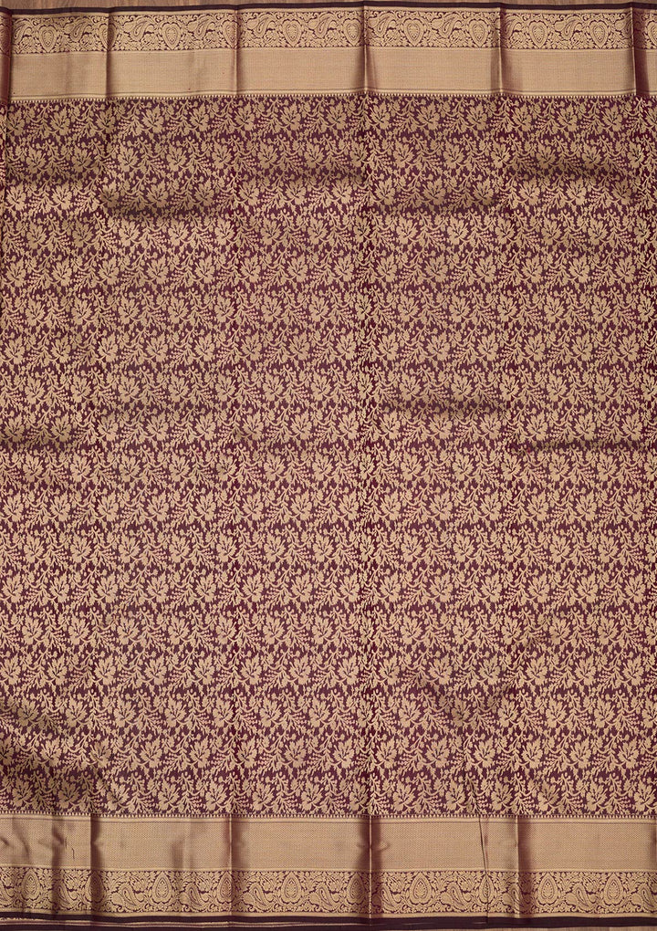 Brown Zariwork Pure Silk Saree
