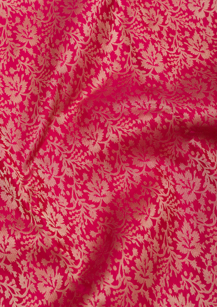 Rani Pink Zariwork Pure Silk Saree