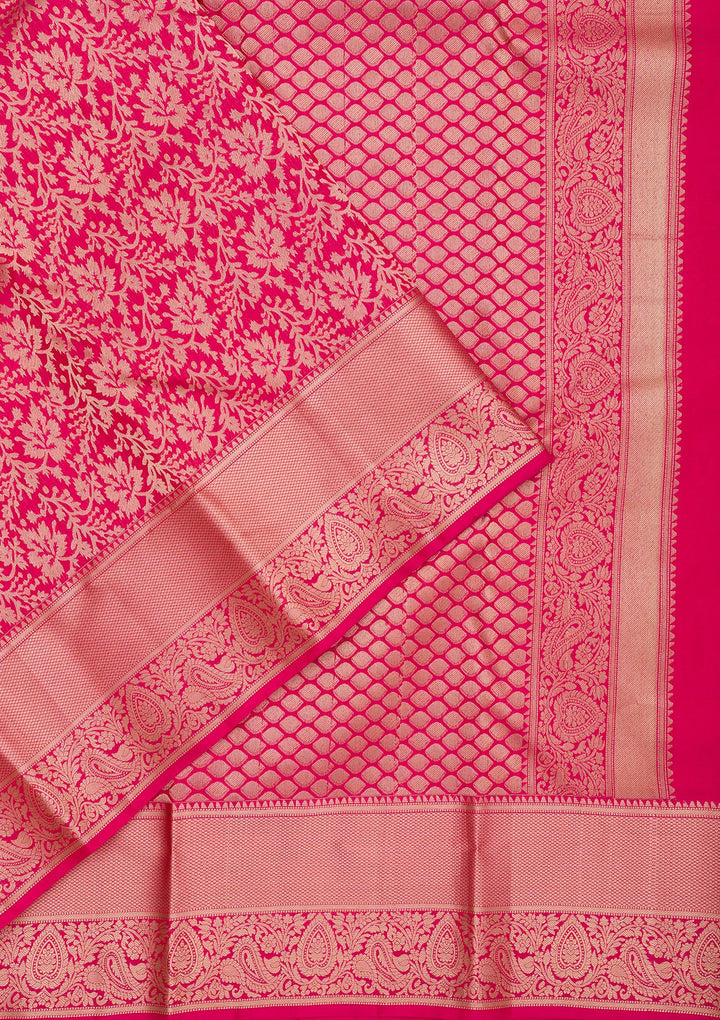 Rani Pink Zariwork Pure Silk Saree