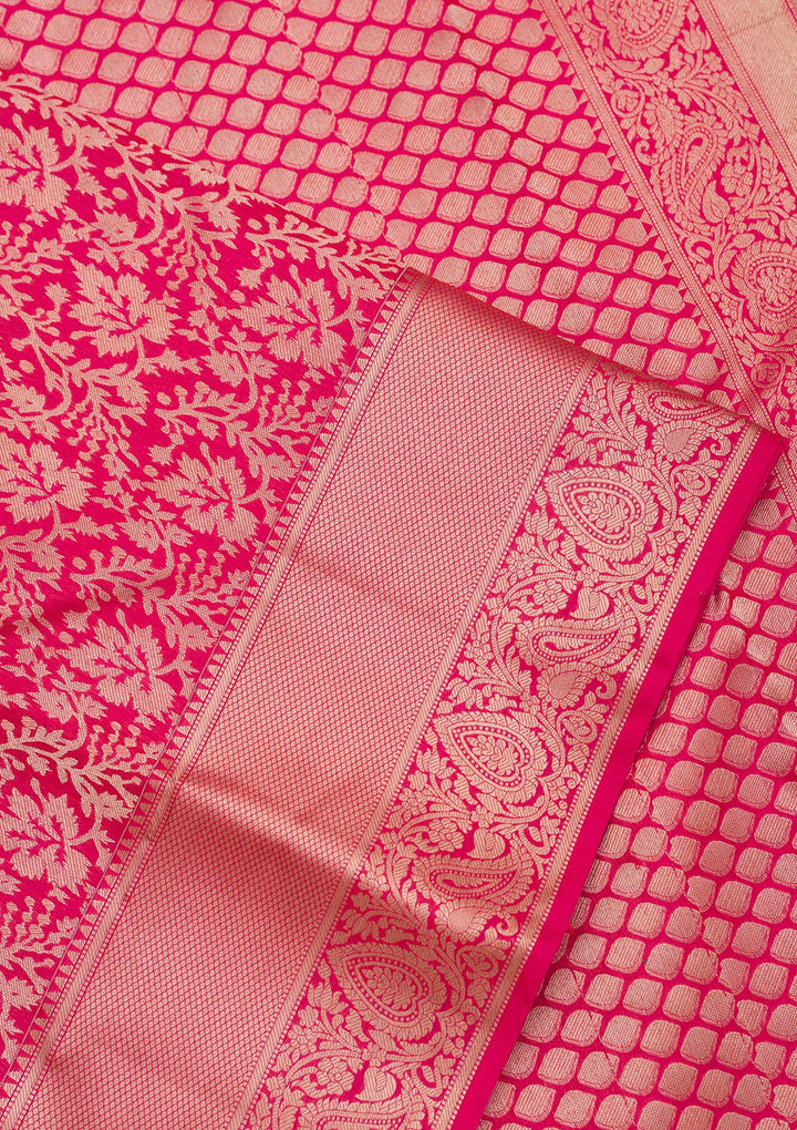 Rani Pink Zariwork Pure Silk Saree