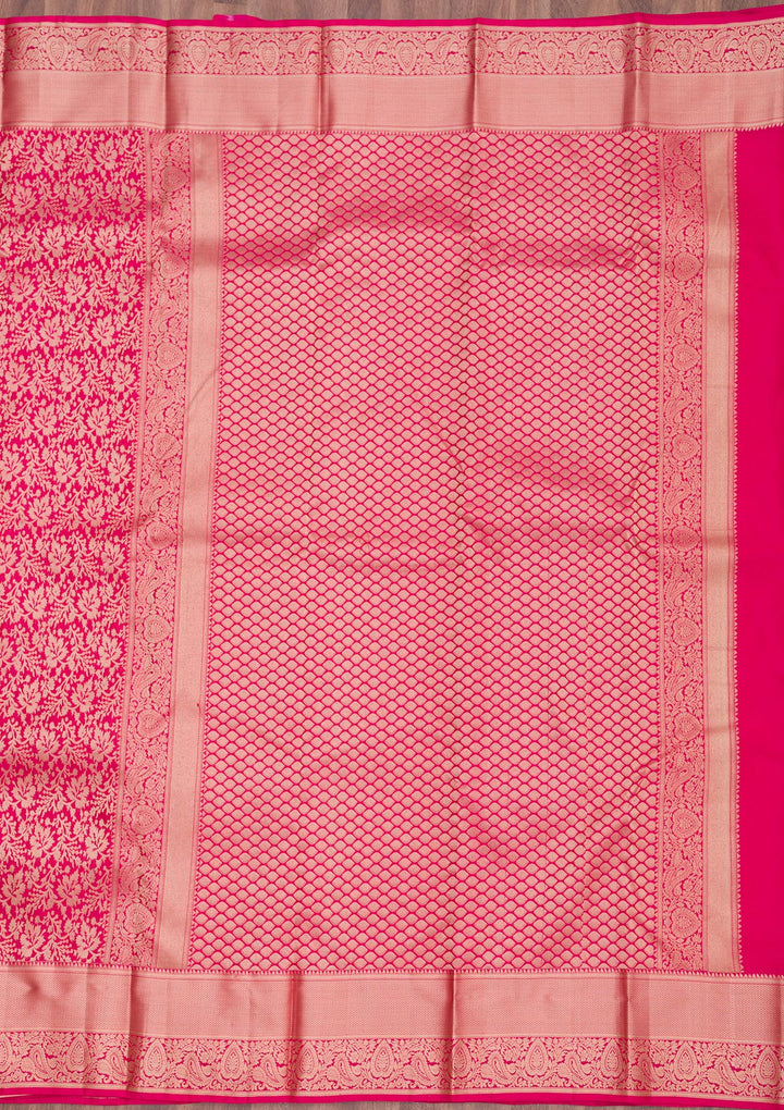 Rani Pink Zariwork Pure Silk Saree
