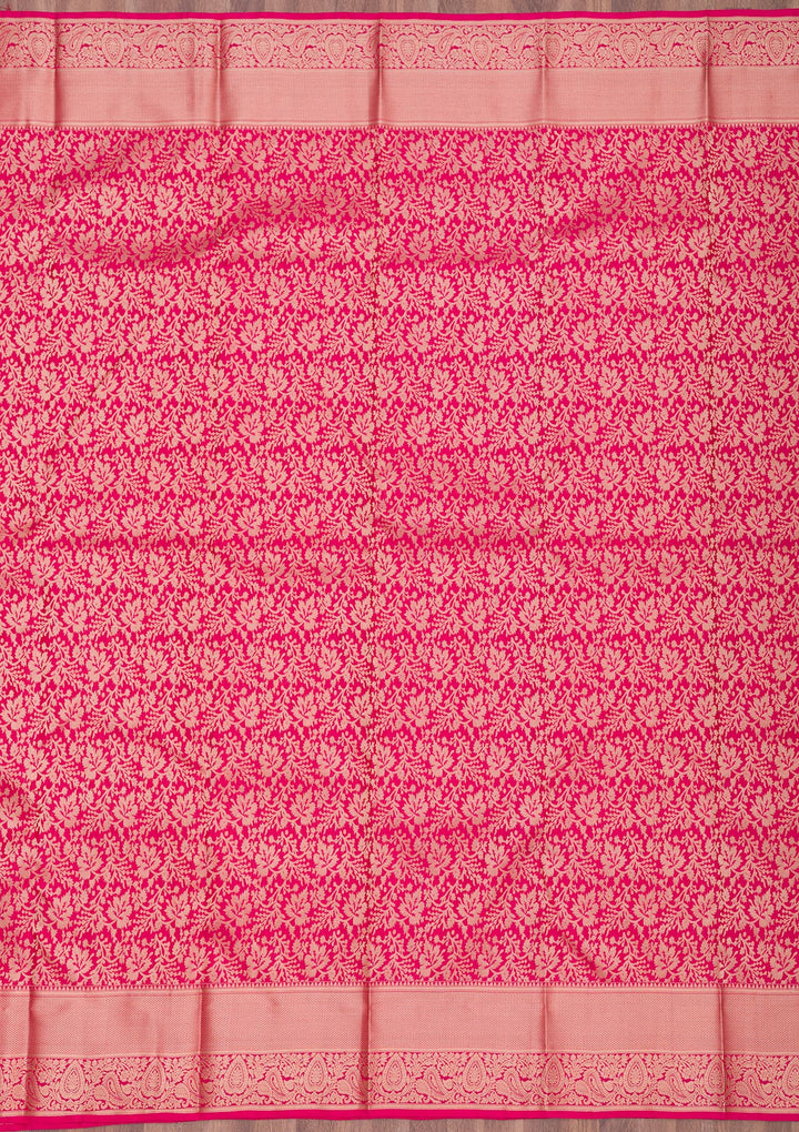 Rani Pink Zariwork Pure Silk Saree