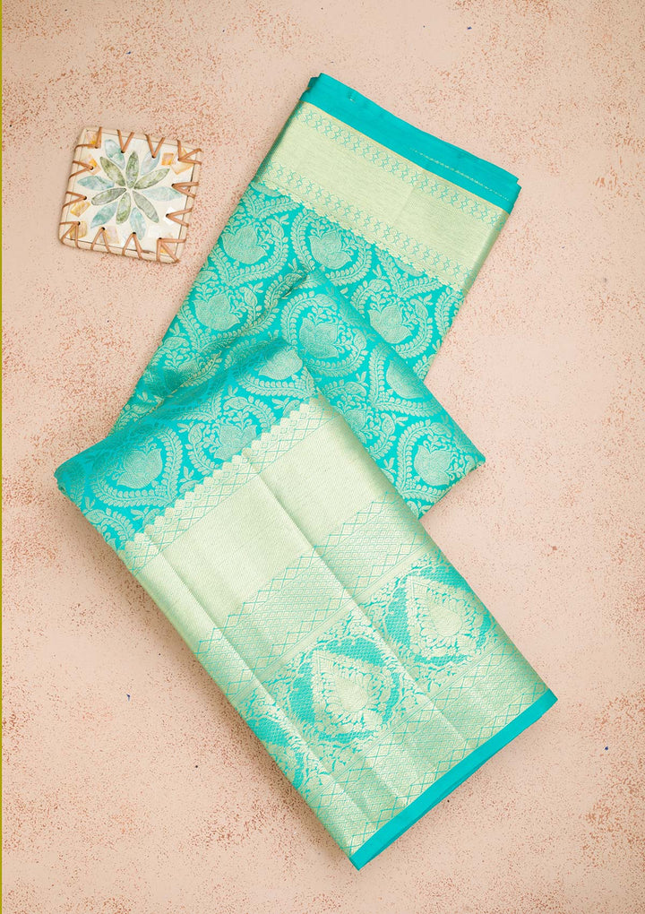 Rama Green Zariwork Pure Silk Saree