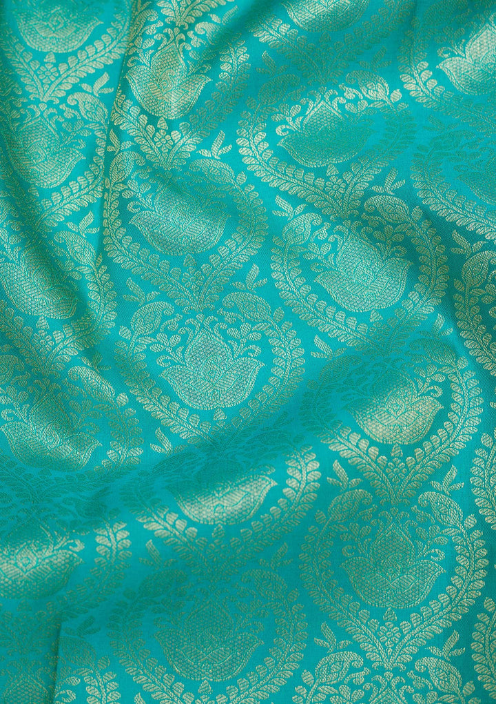Rama Green Zariwork Pure Silk Saree