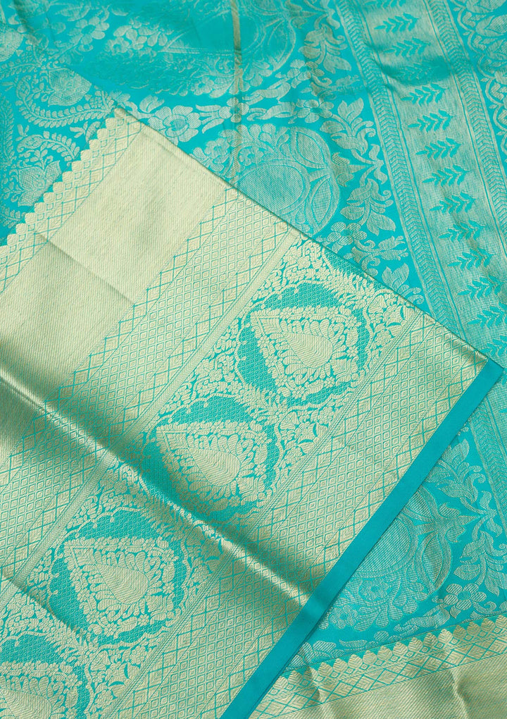 Rama Green Zariwork Pure Silk Saree