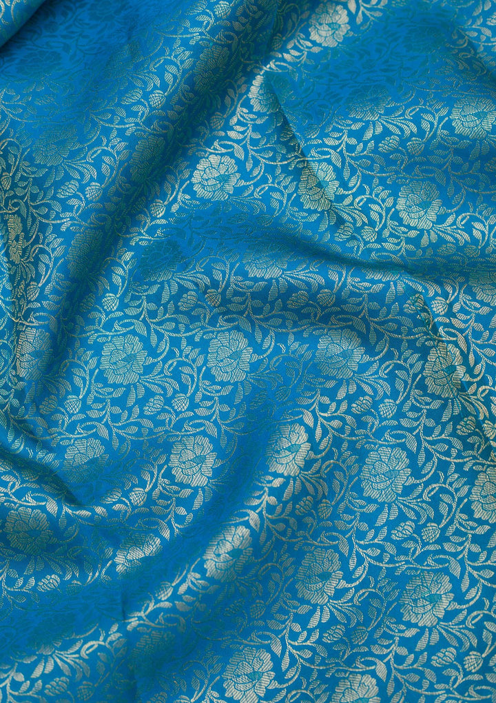 Turquoise Blue Zariwork Pure Silk Saree