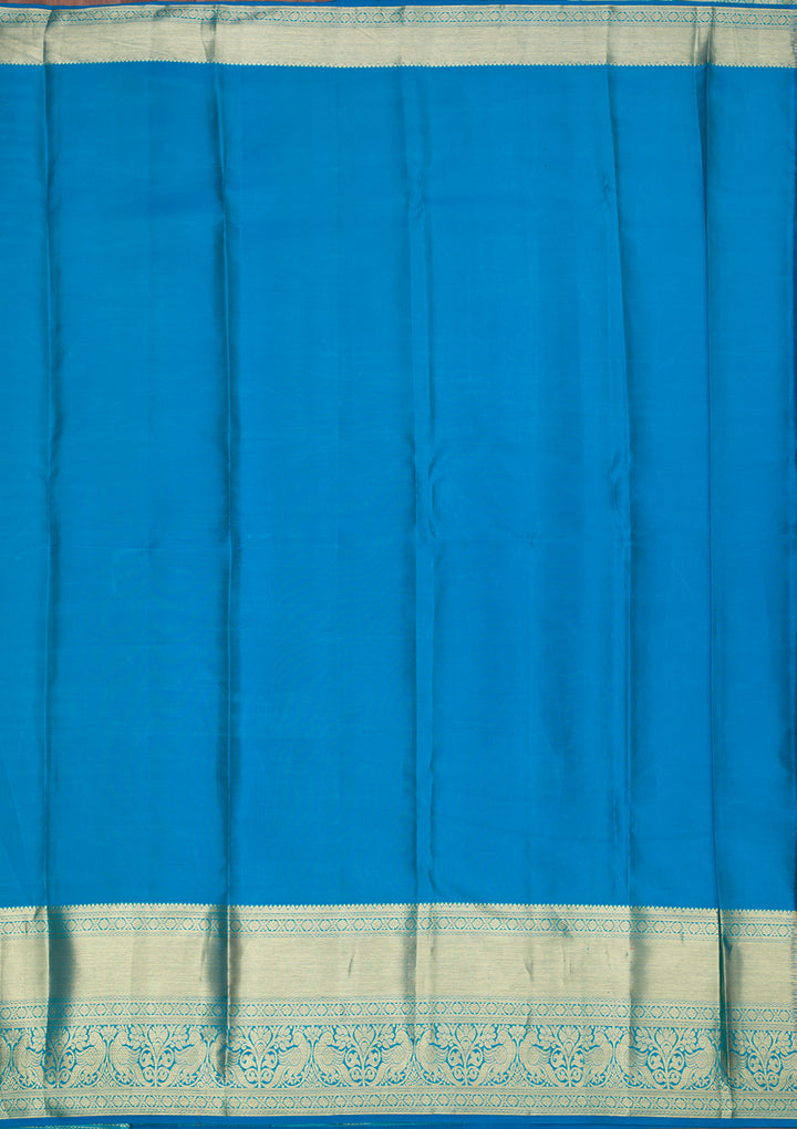 Turquoise Blue Zariwork Pure Silk Saree