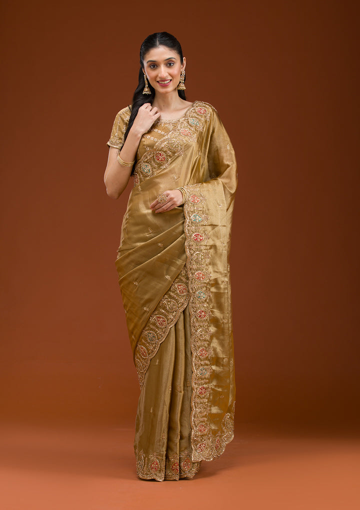 Gold Zariwork Tissue Saree