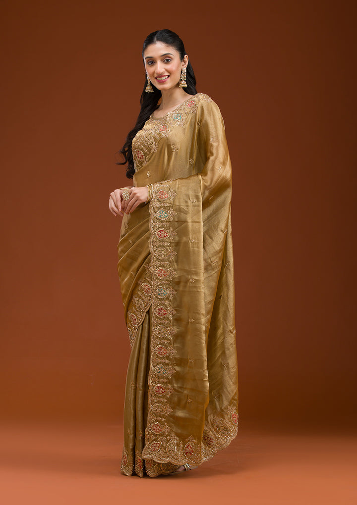 Gold Zariwork Tissue Saree