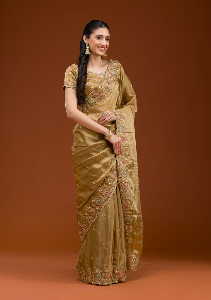 Gold Zariwork Tissue Saree