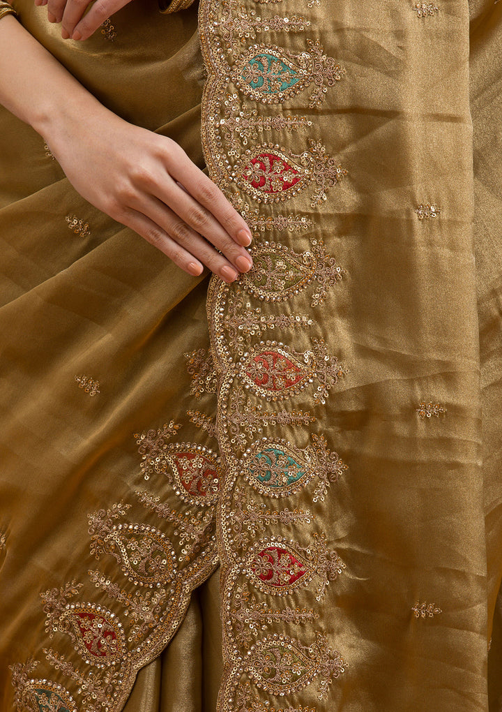 Gold Zariwork Tissue Saree