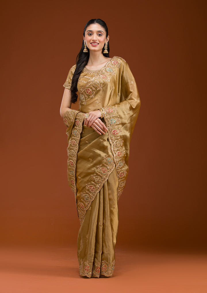 Gold Zariwork Tissue Saree