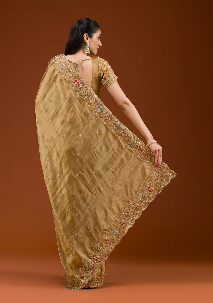 Gold Zariwork Tissue Saree