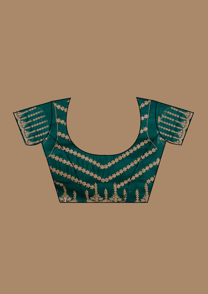 Peacock Green Zariwork Tissue Saree