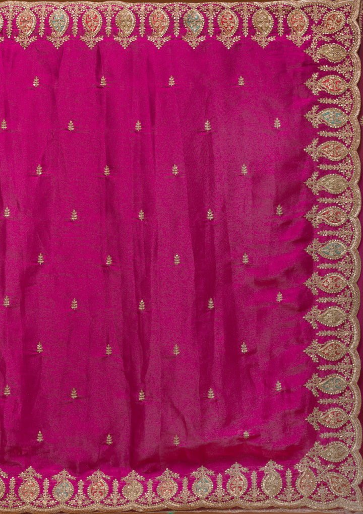 Wine Zariwork Tissue Saree