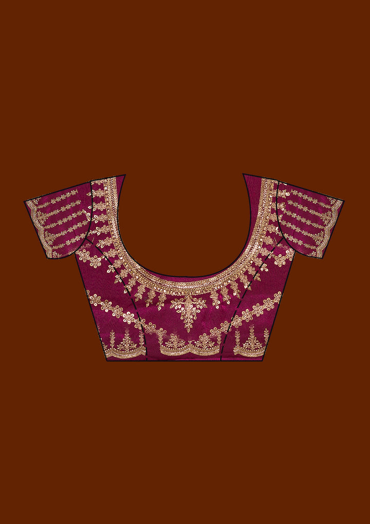 Wine Zariwork Tissue Saree