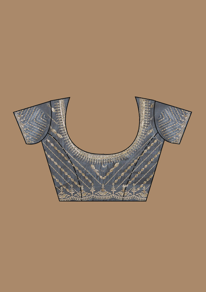 Grey Zariwork Tissue Saree
