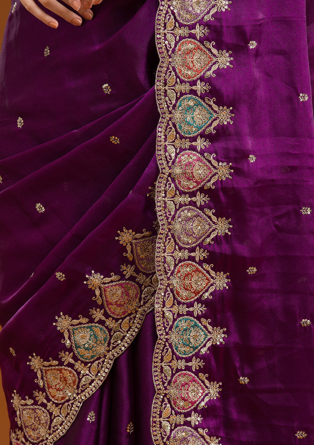 Purple Zariwork Tissue Saree